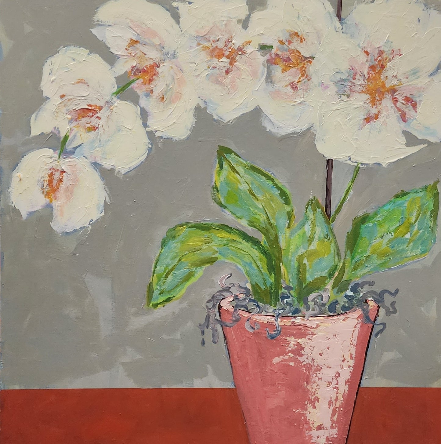 Impressionist flower 48x48 acrylic gallery wrapped canvas