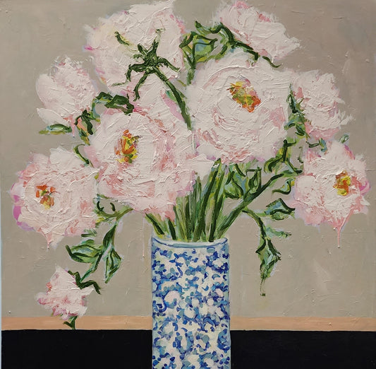 Impressionist flowers 48x48 acrylic gallery wrapped canvas